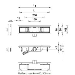 Odtokový žlab STANDARDline 2v1 (vložení dlažby)