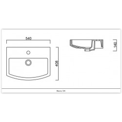 Nástěnné umyvadlo Nero 54