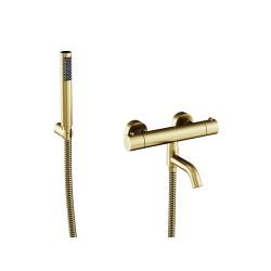 Nástenná termostatická vaňová a sprchová batéria VEO zlatá brúsená s príslušenstvom