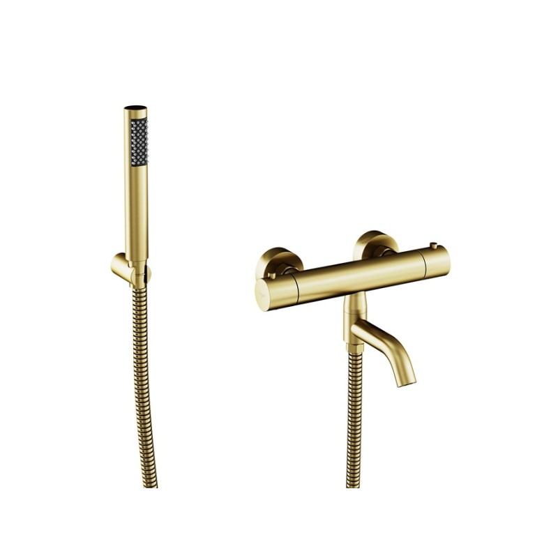 Nástenná termostatická vaňová a sprchová batéria VEO zlatá brúsená s príslušenstvom