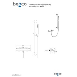 Nástěnný termostatický sprchový set VEO zlatá broušená