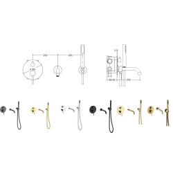 Podomítkový vanový set VEO zlatá broušená