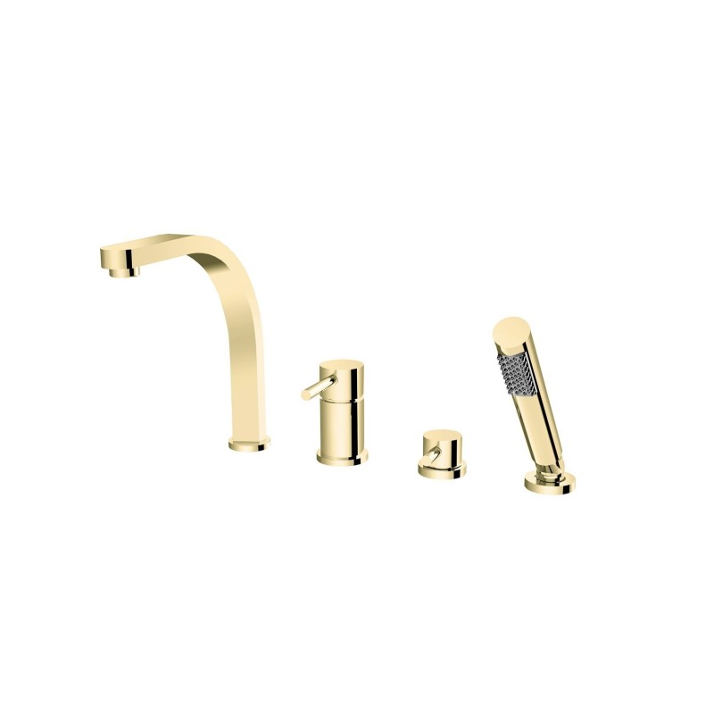4 - otvorová vanová baterie DECCO zlatá lesklá s příslušenstvím