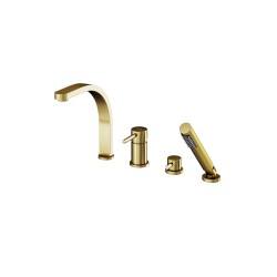4 - otvorová vanová baterie DECCO zlatá brúsená s příslušenstvím