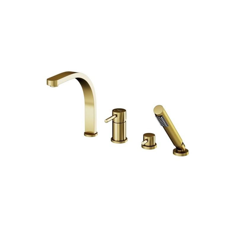 4 - otvorová vanová baterie DECCO zlatá broušená s příslušenstvím