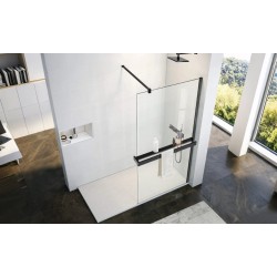 Walk-in bezdvéřový a bezbariérový sprchový kout LAGOS BLACK NEW 200 cm