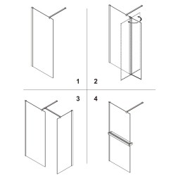 Walk-in bezdvéřový a bezbariérový sprchový kout LAGOS CHROM NEW 200 cm