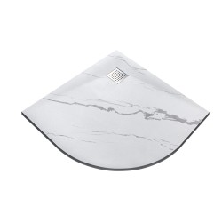 Štvrťkruhová sprchová vanička VEXO MARBLE - biela