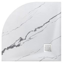 Štvrťkruhová sprchová vanička VEXO MARBLE - biela