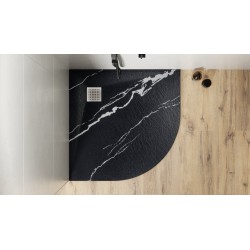 Štvrťkruhová sprchová vanička VEXO MARBLE - čierna