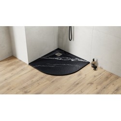 Štvrťkruhová sprchová vanička VEXO MARBLE - čierna