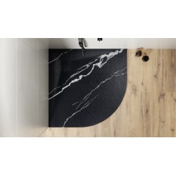 Štvrťkruhová sprchová vanička VEXO MARBLE - čierna