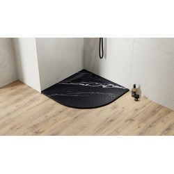 Štvrťkruhová sprchová vanička VEXO MARBLE - čierna