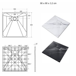 Čtvercová sprchová vanička VEXO MARBLE - bílá