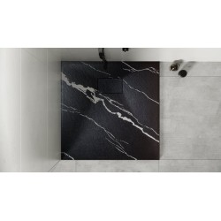 Štvorcová sprchová vanička VEXO MARBLE - čierna
