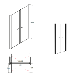 Bezrámové sprchové dvere SINCO DUE BLACK