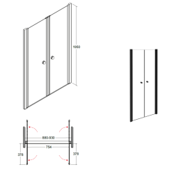 Bezrámové sprchové dvere SINCO DUE BLACK