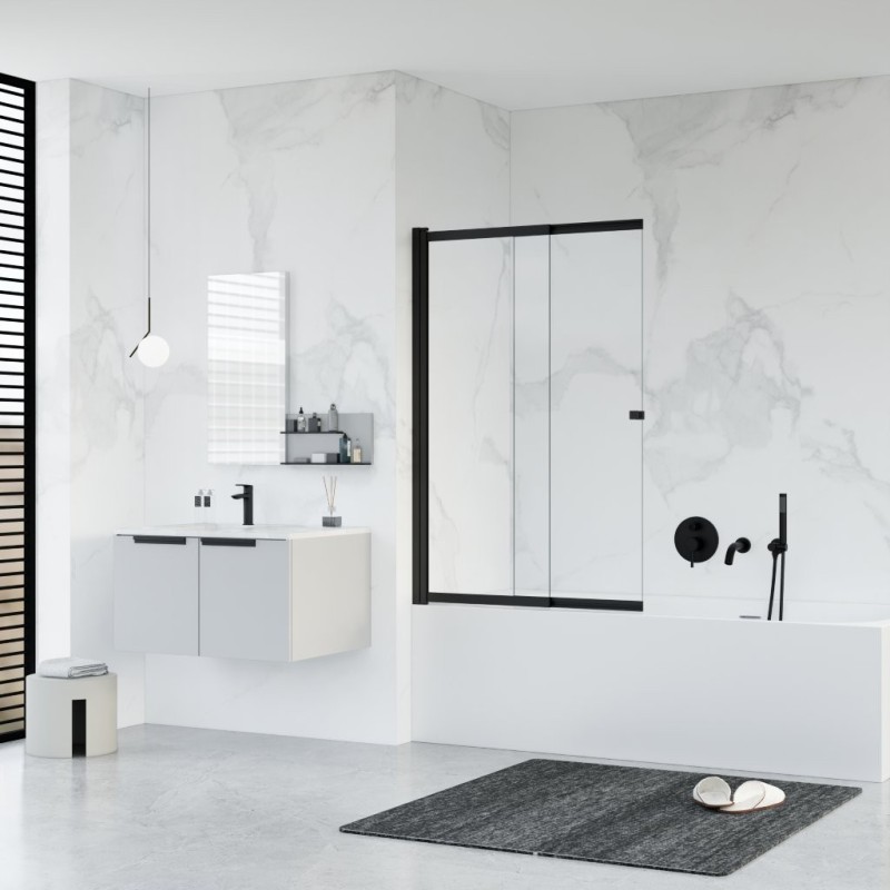 Vaňová zástena EASY SLIDE BLACK NEW