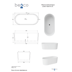 Volně stojící vana LOVA bílá lesklá