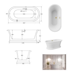 Voľne stojaca akrylátová vaňa AMBER