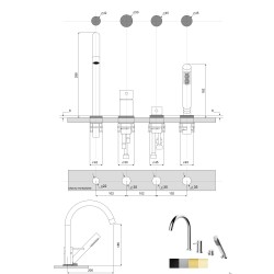 4 - otvorová vaňová batéria ILLUSION chróm s príslušenstvom