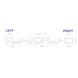 Lamelový nástěnný obklad vnitřní SÉRIE V, ukončovací profil - Ořech