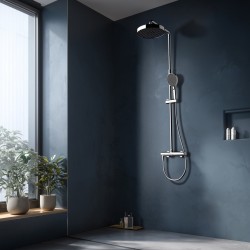 Sprchový termostatický nástěnný set COSY-10 + SLOUP RAINFALL, chrom