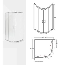 Čtvrtkruhový sprchový kout MODERN 190