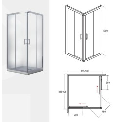 Čtvercový sprchový kout MODERN CHROM 190