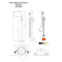 Stojánková vanová baterie DECCO III Zlatá broušená s EASY boxem
