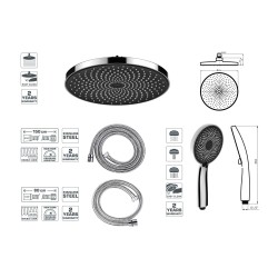 Sprchový set s hlavovou sprchou a ručnou sprchou SILVERFLOW