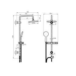 Sprchový set s hlavovou sprchou a ručnou sprchou SILVERFLOW s poličkou