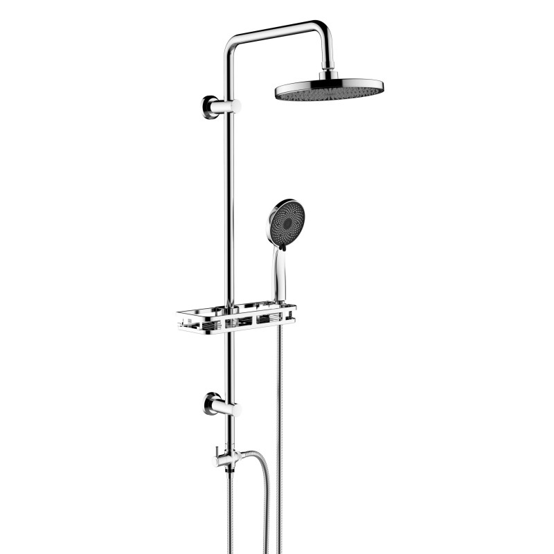 Sprchový set s hlavovou sprchou a ručnou sprchou SILVERFLOW s poličkou