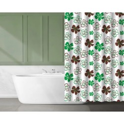 Koupelnový závěs plast KD02100819 - bílá, zelená a hnědá