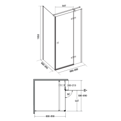Čtvercový celoskleněný pantový sprchový kout PIXA BLACK