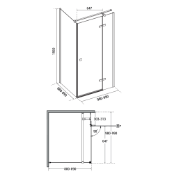 Obdelníkový celoskleněný pantový sprchový kout PIXA BLACK