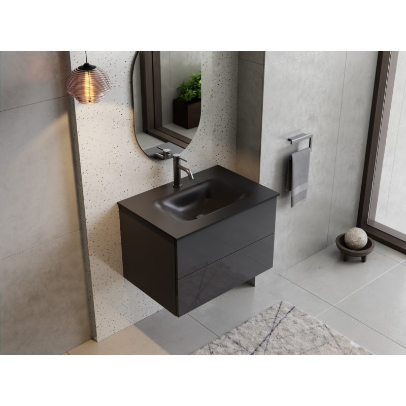 Spodná skrinka s umývadlom AKYA CLASSIC grafitová lesklá