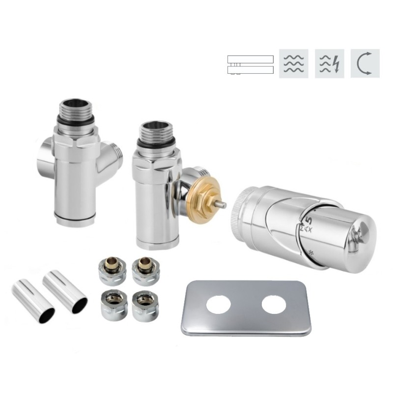 INTEGRATO-SADA, universální rohový ventil s mosaznou rozetou 1 ks