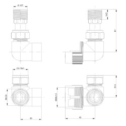 PRIME-SADA, universální rohový ventil s plastovou rozetou