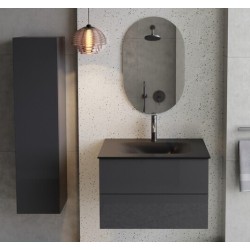 Boční vysoká skříňka AKYA CLASSIC grafitová lesklá