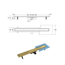 Odtokový podlahový žlab VIRGO DUO GOLD
