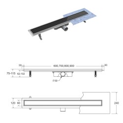 Odtokový podlahový žlab VIRGO BLACK