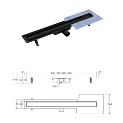 Odtokový podlahový žlab VIRGO NERO DUO