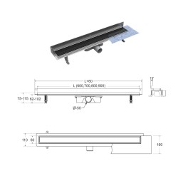 Odtokový podlahový žlab VIRGO NEXT BLACK