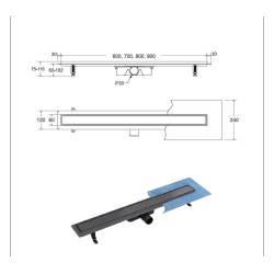 Odtokový podlahový žlab VIRGO DUO GRAFIT