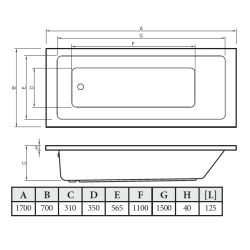 Obdélníková vana TRAPANI