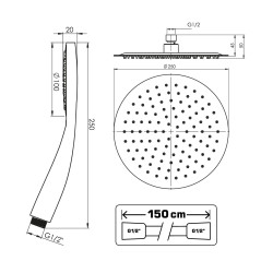 ULTRA-2F BLACK, podomítkový sprchový set včetně příslušenství