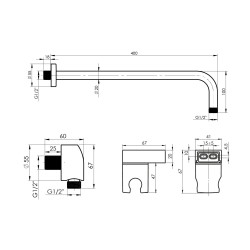 ULTRA-2F GRAFIT, podomítkový sprchový set včetně příslušenství