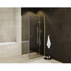 Čtvercový celoskleněný pantový sprchový kout PIXA GOLD