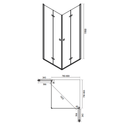 Čtvercový sprchový kout EXO-H CHROM